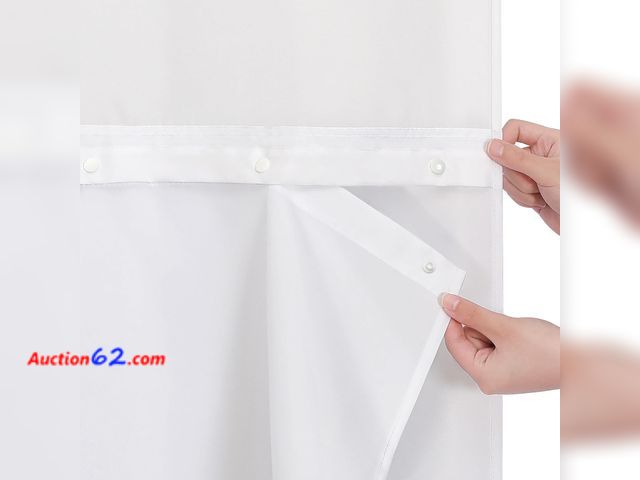 Lot 44-9220 - Retail of $29-MitoVilla Fabric Snap in Shower Curtain Liner Replacement, Waterproof PEVA Bathroom Shower Curtain Liner Removable Machine Was...