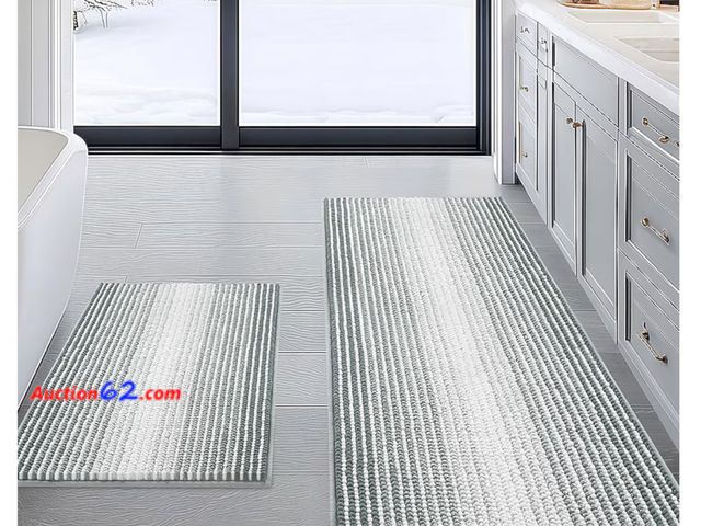 Lot 44-2077m - Non Slip Thick Shaggy Chenille Bathroom Rug Sets 2 Piece, Thickened Hot Melt Rubber Bottom Bath Mats for Bathroom, Bath Rugs Quick Dry Machi...