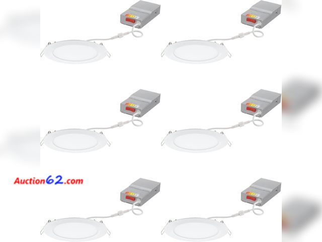 Lot 44-1781n - Juno 6" LED Recessed Lights, 5-in-1 CCT, Ultra-Thin Flat Trim, White, 6-Pk See All Photo's Appears New, A basic inspection has been given to...