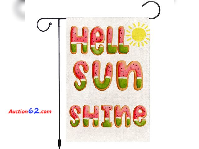 Lot 44-1536e - Hello Sunshine Summer Garden Flag 12x18 Inch Double Sided for Outside Welcome Burlap Small Yard Flag House Seasonal Farmhouse Outdoor Decora...