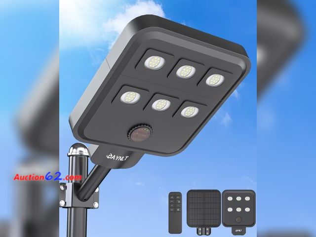 Lot 44-1682o - $136.79 Retail price - JAYNLT X-8000W Solar Street Lights Outdoor, Ultra-Large 6500K Commercial Parking Lot Lights Dusk to Dawn,IP67 Waterpr...
