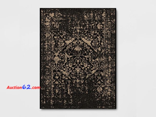 Lot 44-688p - 5'3"x7' Distressed Persian Outdoor Area Rug Black - Threshold™ Appears New, A basic inspection has been given to this item. Sold AS-IS. Not ...