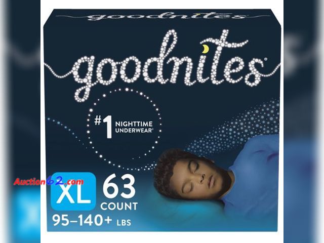 Lot 44-862 - Goodnites Boys' Nighttime Bedwetting Underwear, Size Xl (95-120 Lbs), 63 Ct See All Photo's Not Tested Appears New, A basic inspection has b...