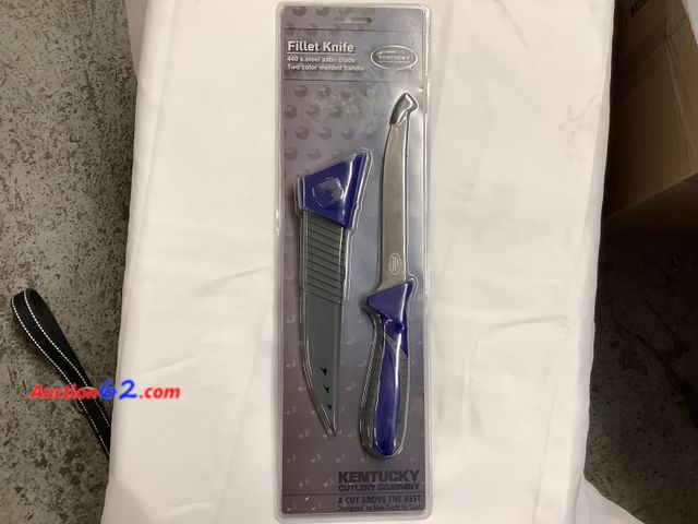 Lot 44-6120o - Kentucky Cutlery Company, Fillet Knife 440 s.steel satin blade two color molded handle. New. See All Photo's Not Tested Never opened, Factor...