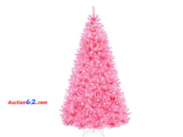 Lot 44-6991w - 4.5ft Pre-Lit Artificial Pink Christmas Tree w/ Incandescent Lights, Metal Stand Appears New, A basic inspection has been given to this item...