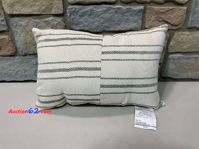 Lot 44-1571b - null Pillow - Striped, Rectangular, Green and Beige See All Photo's Not Tested E-Commerce Return, A basic inspection has been given to this ...