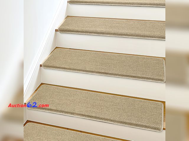 Lot 44-1104 - $75.99 Retail price - SMILOOL Bullnose Carpet Stair Treads Non Slip for Wooden Steps Indoor, 9.5" x 35" 14 Pieces, Extra Wide Bull Nose Carp...
