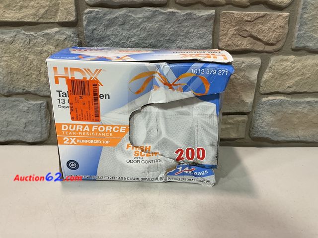 Lot 44-1669f - 13 Gallon Reinforced Top Drawstring Fresh Scented Tall Kitchen Trash Bags with 20% PCR (200-Count) See All Photo's Not Tested E-Commerce Ret...