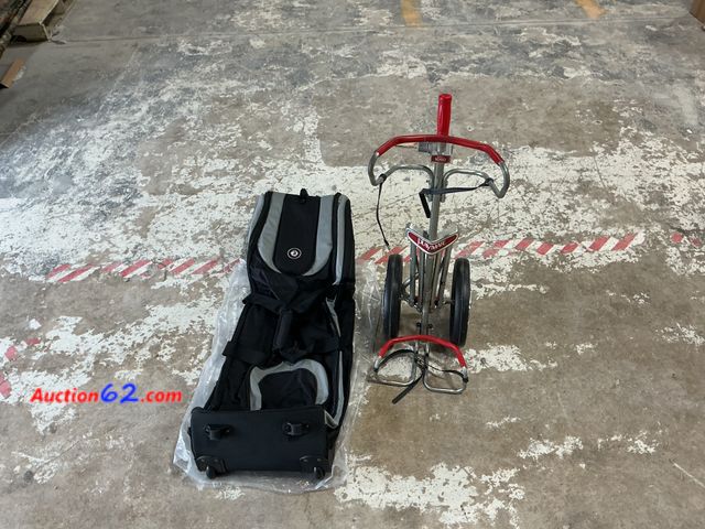 Lot 44-780b - Lot of (1) Golf Bag &amp; Golf Bag Push Cart See All Photo's Not Tested