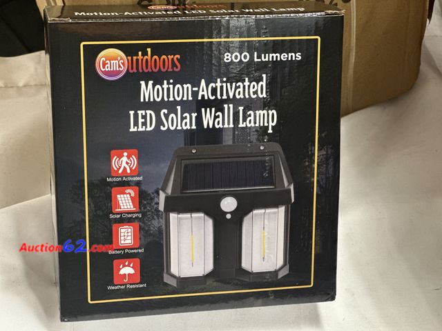 Lot 44-6001f - Motion activated led solar wall lamp 800 lumens weather resistant. #11018 Appears New, A basic inspection has been given to this item. Sold ...