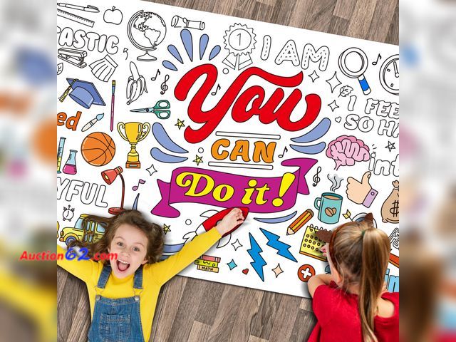 Lot 44-966m - Lot of 2 - JellyPanda Easter Large Coloring Table Cloth Happy Easter Giant Coloring Poster Bunny Egg Pages Sheets Paper for Kids Adults 71 *...