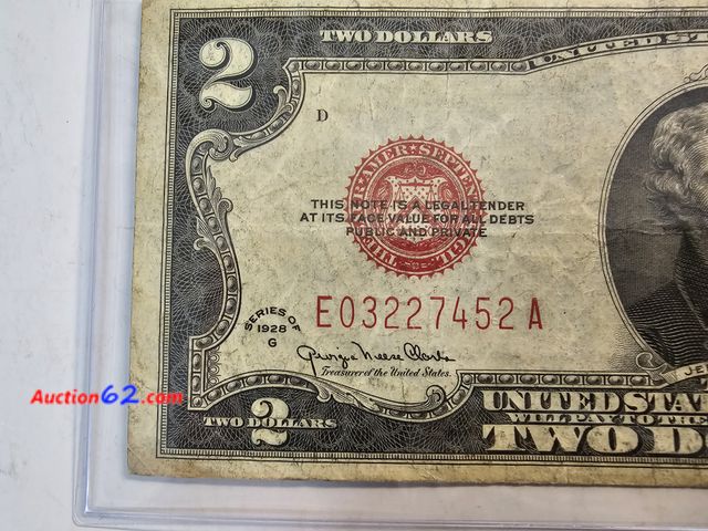 Lot 44-4127t - 1928 G SERIES $2 RED SEAL LEGAL TENDER NOTE. CIRCULATED. FROM THE GOOD OLD DAYS WHEN MONEY SAID "LEGAL TENDER FOR ALL DEBTS, PUBLIC AND PRIV...