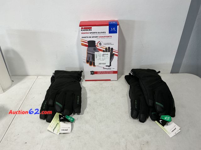 Lot 44-581j - Head Gloves XL &amp; Karbon Heated Gloves L-G See All Photo's Not Tested E-Commerce Return, A basic inspection has been given to this item. ...