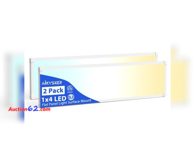 Lot 44-238 - $119.99 Retail price - AIKVSXER 2 Pack 1x4 LED Flat Panel Light – 5500LM Ultra-Bright, Dimmable 30-50W, 3000K-6500K Adjustable, 0-10V Dimmin...