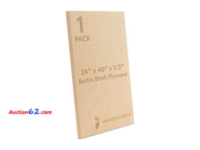Lot 44-1674w - Baltic Birch Plywood 24 x 40 x 1/2 Inch - 12 mm Craft Wood, Pack of 1 B/BB Grade, Stronger Than Basswood Sheets or Balsa Wood, Perfect for L...