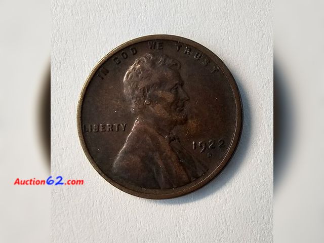 Lot 44-8325 - KEY DATE LOW MINTAGE 1922-D LINCOLN WHEAT CENT!!! MINTED IN DENVER.-NT