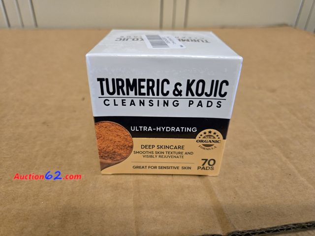 Lot 44-6544k - Kojic Acid and Turmeric Cleansing Pads, Facial Radiance Pad, Exfoliating Face Pad for Dark Spots 70ct Appears New, A basic inspection has be...
