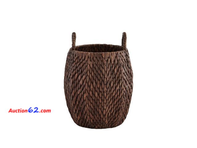 Lot 44-539t - Round Brown Woven Water Hyacinth Decorative Poppy Basket Appears New, A basic inspection has been given to this item. Sold AS-IS. Not Tested