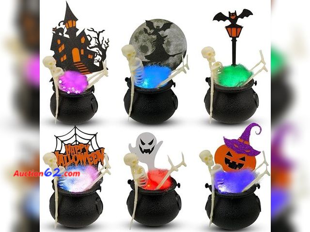 Lot 44-9088j - Hiawbon 6PCS Halloween DIY Mini Cauldron, Halloween Decor Appears New, A basic inspection has been given to this item. Sold AS-IS.
