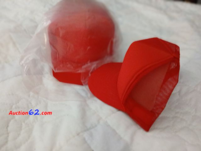 Lot 44-2317b - Twelve new red  nesh back hats.  Great for logos or designs.  See photos. 1. Appears New, A basic inspection has been given to this item. So...
