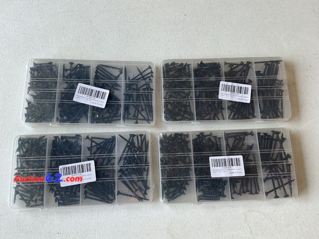 Lot 44-9073m - Lot of (4) Packs of LUEEN #6 Black Wood Screws for Drywall, Drywall Screw Combo Kit, 166 Pieces Coarse Threaded Slate Screw Set, Phillips Gr...