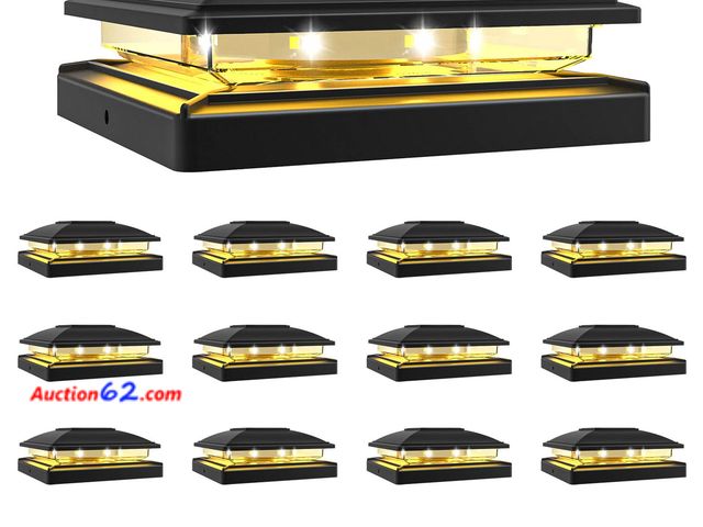 Lot 44-876w - $84.99 Retail price - VOLISUN Solar Post Cap Light Outdoor Waterproof 16pack,Solar Fence - Post Lights for 4x4 5x5 6x6 Wooden/Vinyl Post,Bla...