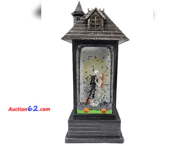 Lot 44-1510b - Halloween Lantern with Light &amp; Music with Jack, Sally, and Zero E-Commerce Return, A basic inspection has been given to this item. Sold ...