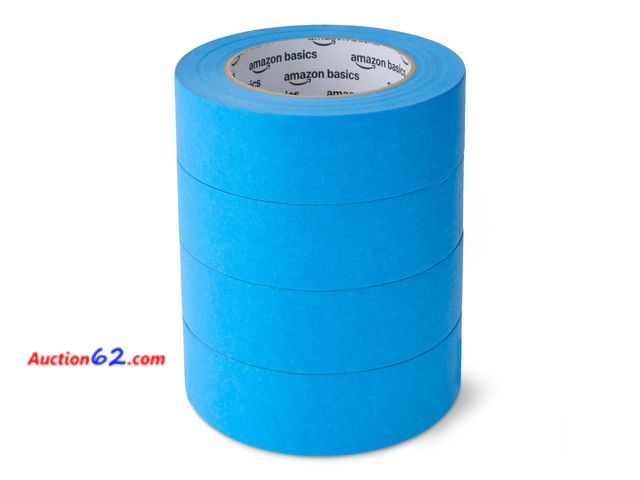 Lot 44-1875a - Amazon Basics Blue Painters Tape, Protects Surfaces, Removes Easily, No Residue, 1.41" x 60-Yard, 4 Rolls See All Photo's Appears New, A bas...