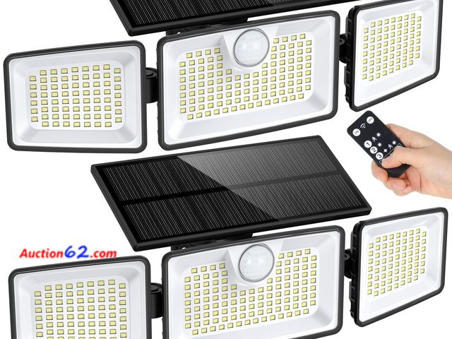 Lot 44-1543p - $44 Retail value- daphino Solar Lights Outdoor, 2500LM 252LEDs Solar Motion Lights Outside, 3 Head 355° Wide Angle Street Area Lights, IP67 ...