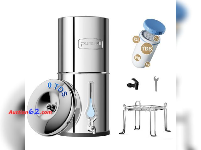 Lot 44-153n - $209 Retail price - Purewell 0 TDS 7-Stage Gravity Water Filter System with Water Level Window, Certified to Reduce TDS, Lead, Total PFAS (F...