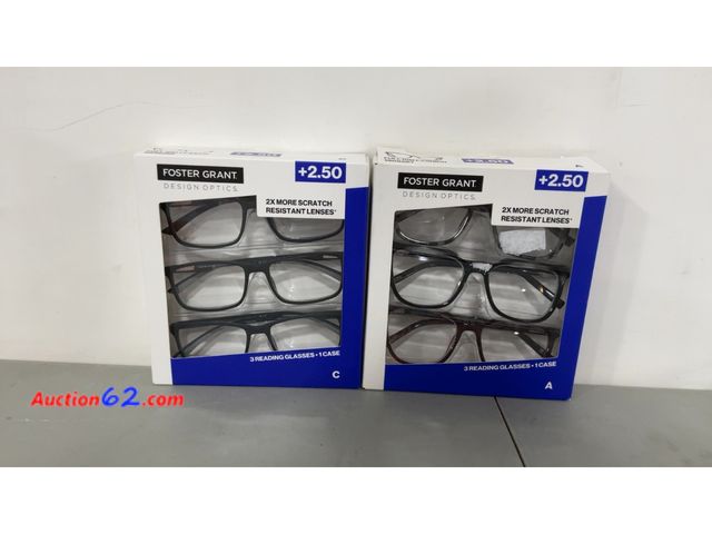 Lot 44-1682j - Foster Grant Design Optics +2.50 Reading Glasses 2-Pack Not Tested See All Photo's E-Commerce Return, A basic inspection has been given to t...