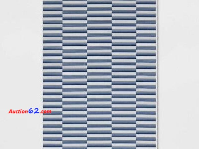 Lot 44-1558w - 3'11"x5'5" Color Blocked Striped Rectangular Indoor Outdoor Area Rug Blue - Room Essentials™ Appears New, A basic inspection has been given ...