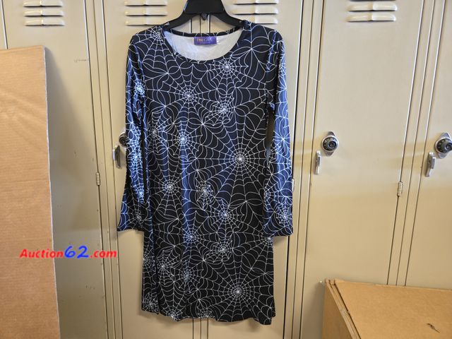 Lot 44-6512p - Size Small Women's Halloween Long Sleeve Spider Web Dress Appears New, A basic inspection has been given to this item. Sold AS-IS.