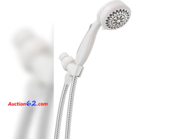 Lot 44-605i - Delta White 7 settings Showerhead 1.75 gpm Not Tested See All Photo's Appears New, A basic inspection has been given to this item. Sold AS-I...
