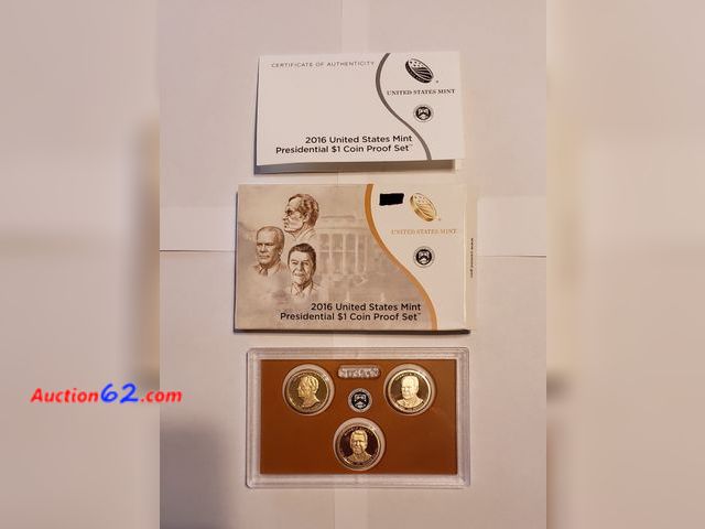 Lot 44-8546o - 2016-S PRESIDENTIAL DOLLAR 3-COIN PROOF SET.  FEATURES RICHARD NIXON, GERALD FORD, AND RONALD REAGAN. WITH THE ORIGINAL US MINT BOX AND SPEC...