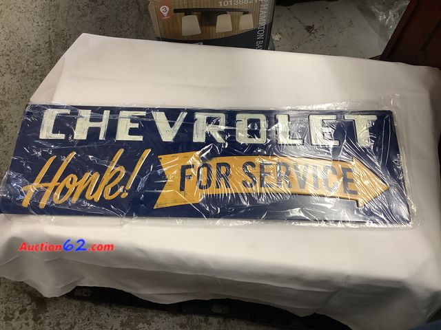Lot 44-6083w - Chevrolet Honk For Service Metal Hang up Sign, New. See All Photo's Not Tested Never opened, Factory Sealed
