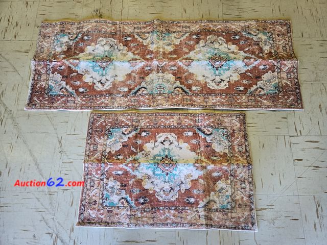Lot 44-6509t - Set of 2 Boho Area Rugs Washable, Non-Slip 2ftx3ft and 2ftx5ft Appears New, A basic inspection has been given to this item. Sold AS-IS.