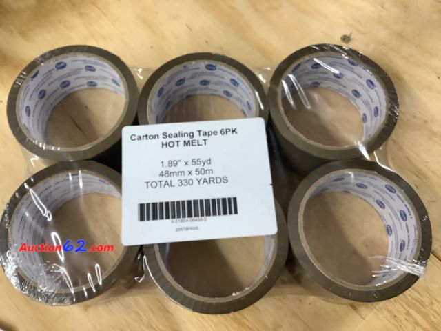 Lot 44-7529p - 6 pack hot melt brown shipping tape. NEW. 1.89”x55yd each roll. See All Photo's Not Tested Never opened, Factory Sealed