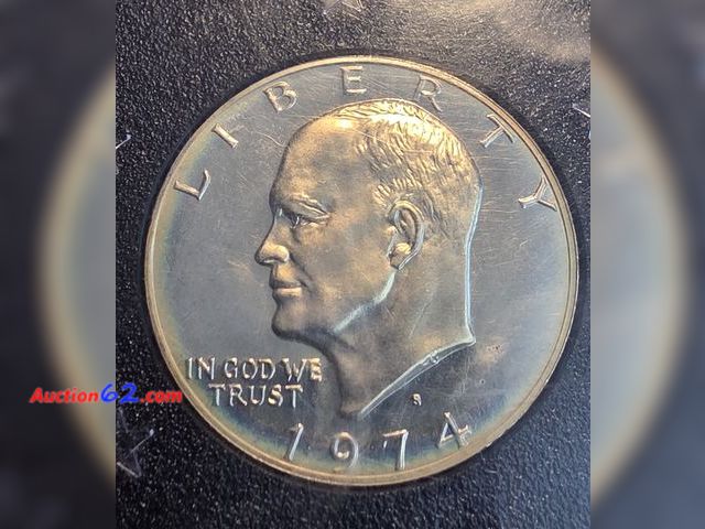 Lot 44-8349k - 1974-S EISENHOWER 40% SILVER PROOF DOLLAR. COMES IN ORIGINAL US MINT PLASTIC HOLDER. - NT