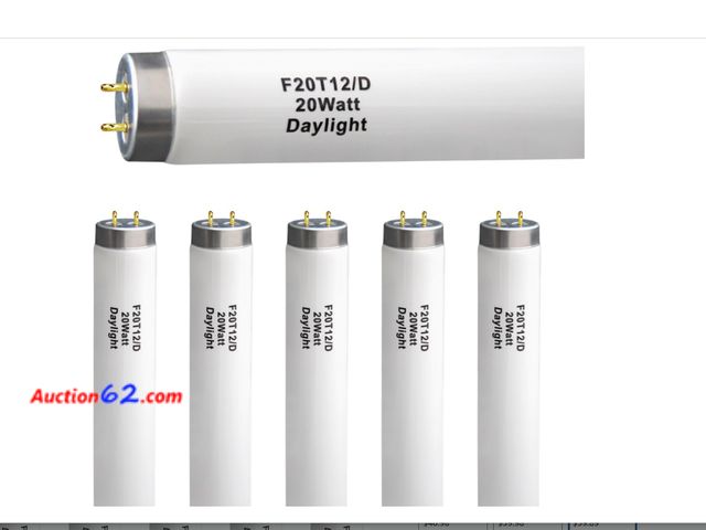 Lot 44-1880i - 6Pack F20T12/D Daylight 24 inch 20 watt T12 Straight Fluorescent Light Tube, 1350 Lumens, 6500K Daylight, Medium Bi-Pin G13 Base Appears New...