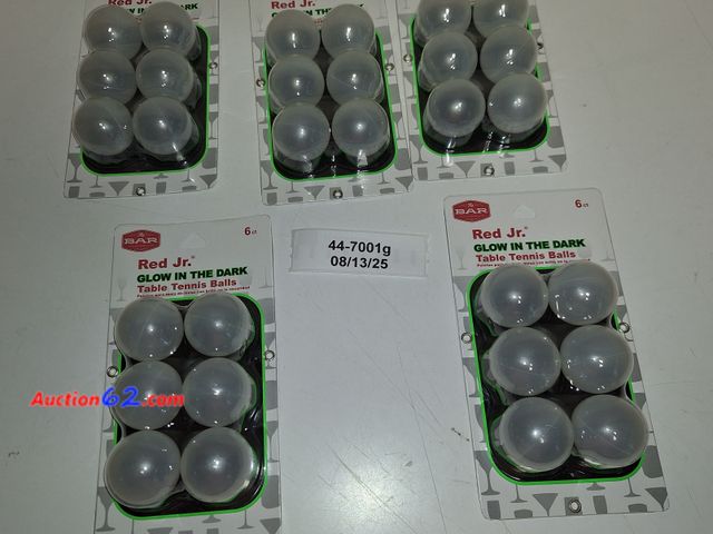 Lot 44-7001g - Lot of (5) Red Jr glow in the dark table tennis balls, 6 ct Appears New, A basic inspection has been given to this item. Sold AS-IS. Never o...