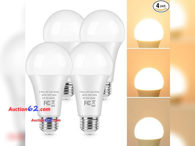 Lot 44-9020g - TOBUSA 3 Way Light Bulbs 50 100 150 Watt Equivalent Warm White, 4-Pack Appears New, A basic inspection has been given to this item. Sold AS-...