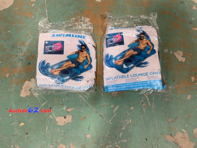 Lot 44-922p - Swimline Inflatable Lounge Chair - Comfortable, Durable, Blue E-Commerce Return, A basic inspection has been given to this item. Sold AS-IS.