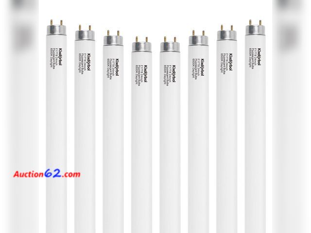 Lot 44-1704e - Kixdorbol 8 Pack 24 Inch F17T8/DL Fluorescent Light Bulb, T8 17 Watt, 6500K Daylight, T8 2FT Fluorescent Replacement Tube, G13 Medium Bi-Pin...