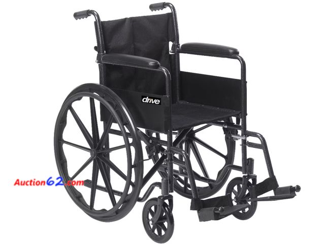 Lot 44-1139p - Retail value $140- Drive Medical Silver Sport 1 Wheelchair - Full Arms, Swing-Away Removable Footrest Appears New, A basic inspection has be...