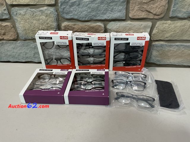 Lot 44-1530b - Foster Grant Reading Glasses - +1.50, +3.00 Diopter - Scratch Resistant Lenses - Multiple Pairs See All Photo's Not Tested E-Commerce Return...