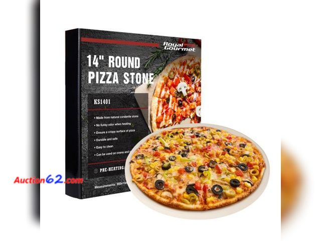 Lot 44-1605b - Royal Gourmet 14" Round Cordierite Pizza Stone for Oven or Grill, Thermal Shock Resistant Baking Stone 1. Appears New, A basic inspection ha...