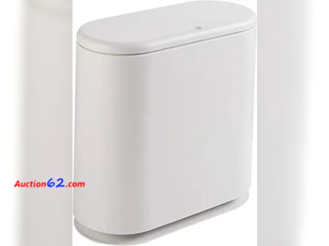 Lot 44-6948b - PENGKE Slim Plastic Trash Can 2.7 Gallon Garbage Can with Press Top Lid,White Appears New