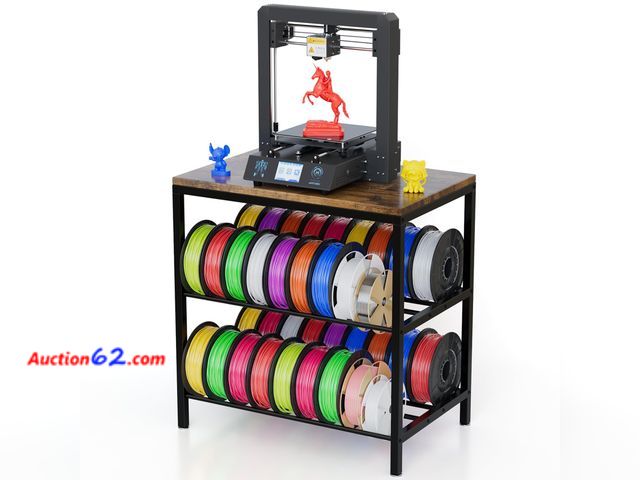 Lot 44-196 - ZOBONETI 3D Printer Stand with Filament Storage Rack, Sturdy Metal 3D Printer Table/Desk with Filament Shelf Cart, 3-Tier E-Commerce Return,...