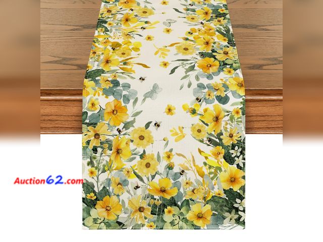 Lot 44-9227 - Retail of $18-Artoid Mode Daisy Eucalyptus Leaves Spring Table Runner,Seasonal Summer Butterfly Kitchen Dining Table Decoration for Home Par...
